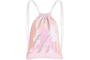MHJY Sparkly Drawstring Backpack Mermaid Sequin Dance Bag Sports Gym Beach Swim Backpack Birthday Easter Gift Bag