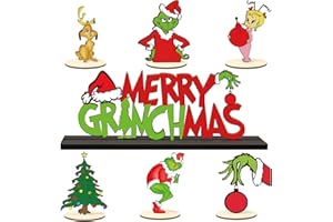 DENYLO PRO 7 Pieces Christmas Table Decorations Signs Christmas Wooden Centerpiece Signs Merry Christmas Table Sign Xmas Theme Wooden Table Toppers for Christmas Holidays Party Supplies