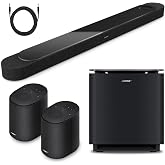 Bose Home Theater Set Bundle with 1 Lifestyle Ultra Soundbar, 2 Lifestyle Ultra Speakers, &amp; 1 Subwoofer, Aux Cable, TrueSpatial Audio, Dolby Atmos, Deep Bass, AirPlay &amp; Google Cast, (Black)