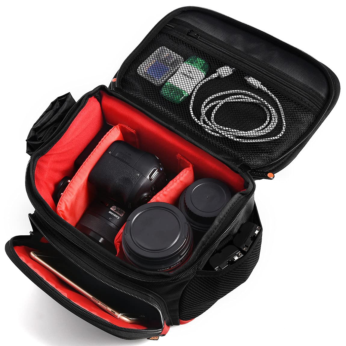 FOSOTO Shockproof DSLR Camera Shoulder Bag Case Compatible for Canon EOS T5i T6 T7i 5D 6D, Nikon D3400 D5600 D7200 D750 D610, Sony A99 Olympus Fujifilm Pentax