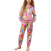 QPANCY Girls Fleece Pajamas Two Piece Soft Cozy Hoodie Pjs Set kids Fall Winter Long Sleeve Loungewear