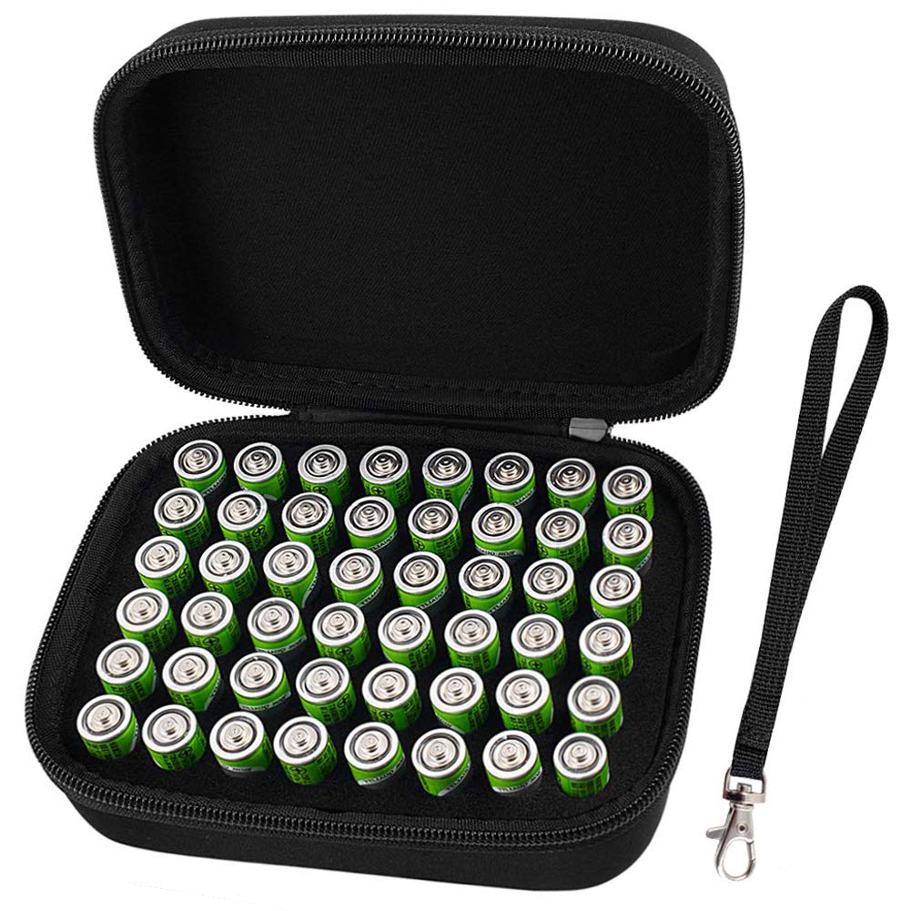 COMECASE Hard Battery Organizer Storage Box Carrying Case Bag - Holds 48 Batteries AA [ Not Include Tester and Accessories ]