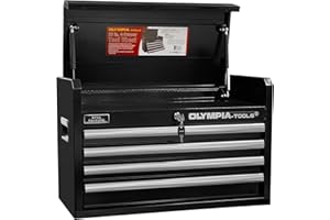 Olympia Tools 26-Inch Portable Metal Tool Chest with Drawers - Tool Cabinet with Ball Bearing Slides and Locking Storage for Garage Toolbox Organization