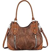 myfriday Vintage Large Leather Tote Handbags for Women, Soft Hobo Shoulder Bag Satchel Purse with Adjustable Strap