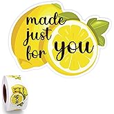 Bttwkco 500Pcs/Roll Made Just for You Lemon Stickers - Summer Gift Bags Packaging, Lemon Stand, Small Business, Handmade, Happy Mail
