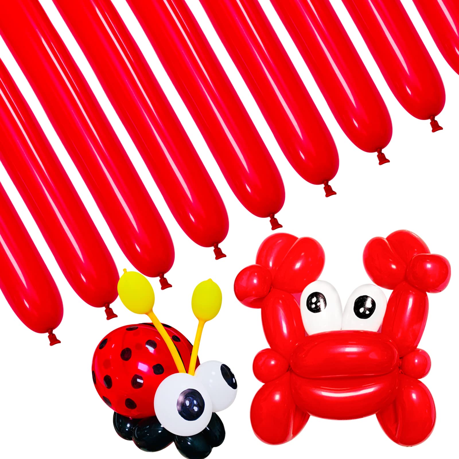 100 Pcs Long Balloons Red Skinny Animal Balloon Red 260q Balloons for DIY Modelling Birthday Party Decoration Wedding Anniversary.