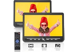 10.5" Dual Screen Portable DVD Player for Car, Arafuna 5-Hour Rechargeable Car DVD Player with Full HD Digital Signal Transmission, Headrest DVD Player Support USB/SD, Regions Free(1 Player+1 Monitor)