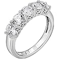 Amazon Essentials Sterling Silver Five-Stone Ring set with Round Cut Infinite Elements Cubic Zirconia (previously Amazon Collection)
