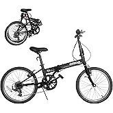 Brightpeak 20-inch 7-Speed Folding Bike - Lightweight Aluminum Frame, Adjustable Stem, Easy Foldable Bicycle for Commuting &amp; Storage, Multiple Colors