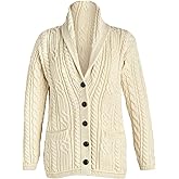 Merino Wool Irish Cable Button Cardigan, Wicker