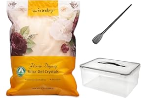 wisedry 5 LBS Silica Gel Flower Drying Crystals with Sealed Container & Brush, Color Indicating, Reusable