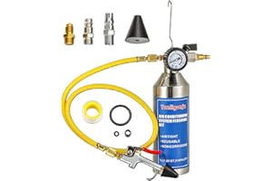 Yonligonju AC Flush Kit, Auto air Conditioning Pipeline Cleaning Tool Set,R134A R12 R22 R404 R410A AC System Flush Kit Can Tool with 220PSI Gauge, Air Fittings and Hose