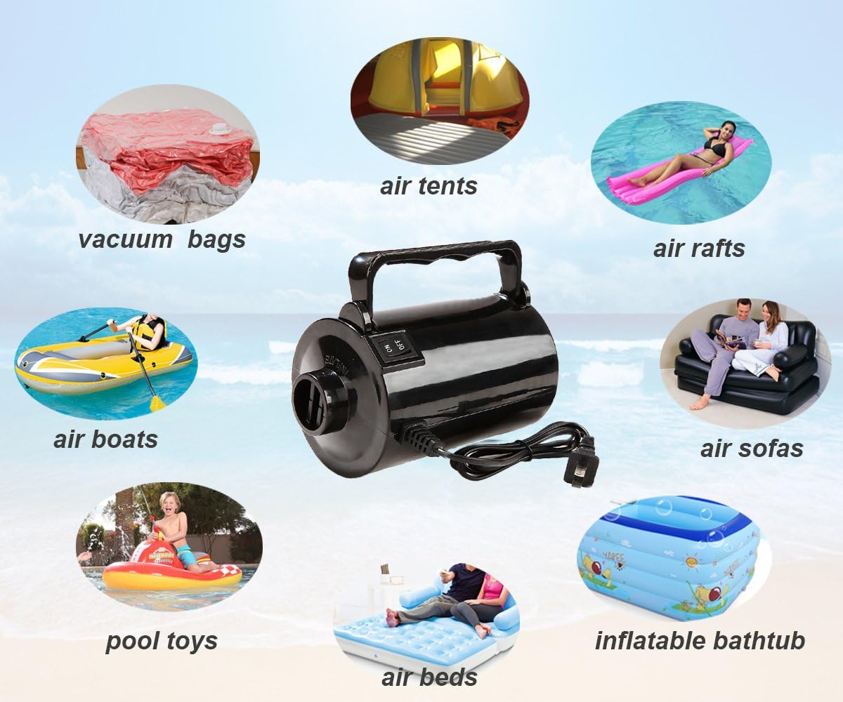 Electric Air Pump for Inflatable Pool Toys - High Power Quick-Fill Air Mattress Inflator Deflator Pump for Pool Float Raft Airbed with 3 Nozzles, 320W, 110V AC, 1.6PSI, Air Flow 26CFM: Home & Kitchen