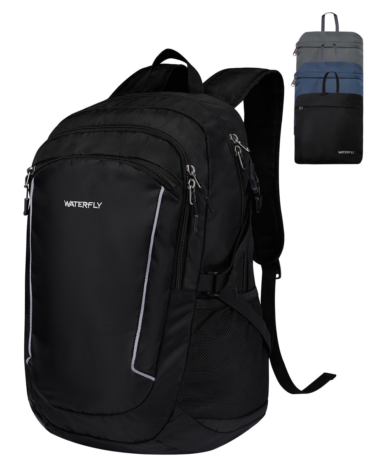 Waterfly Hiking Foldable Lightweight Backpack: 28L Packable Rucksack Daypack with Wet Compartment For Men and Women - Outdoor Travelling Camping Trekking Sports