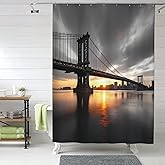 TZTTZT Fabric Shower Curtains for Bathroom - 60 x 72 Inch Modern Bridge Print No.42 Opaque Shower Curtain Liners, Farmhouse Dorm Stall Curtain with Hooks