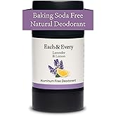 Each & Every All Natural Deodorant for Women & Men - Sensitive Skin, Plant-Based, Baking Soda & Aluminum-Free Deodorant - Cle