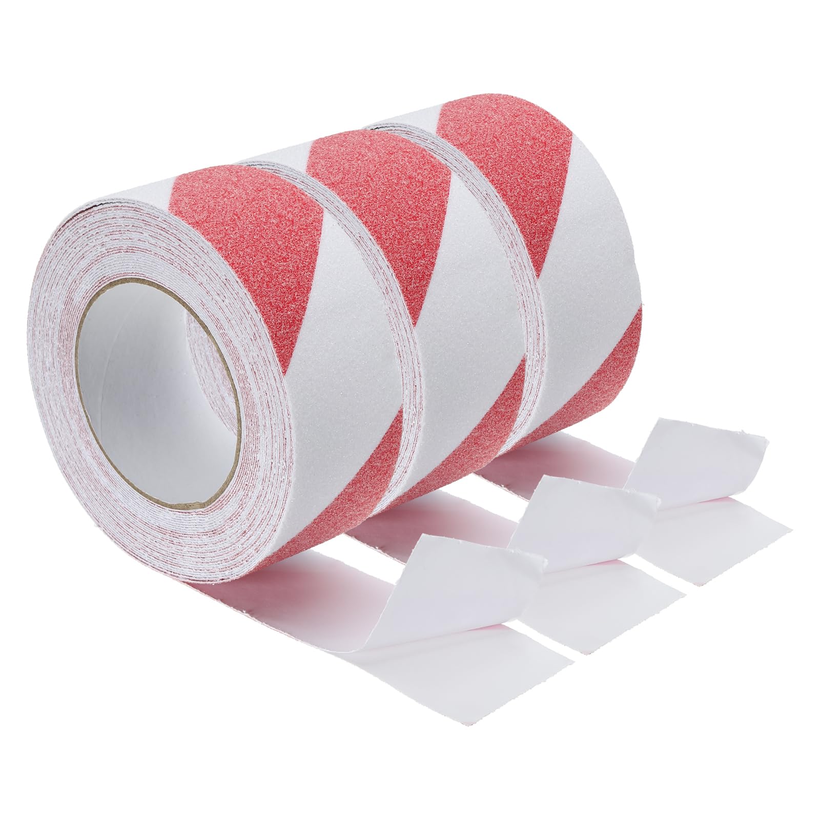PATIKIL 2 Inch x 33 Ft Anti Slip Traction Tape, 3 Pack Non-Slip Grip Tape Non Skid Tread Safety Tape for Stairs Steps Scooter Deck, Red and White