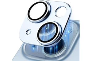 MONASAY Camera Lens Protector compatible for iPhone 15/iPhone 15 Plus[Strong Adhesion][Scratch Resistant] Full Coverage Matte Metal Tempered Glass Camera Cover Film, Blue