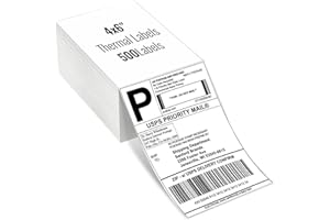 DIANA'S DREAM Thermal Direct Shipping Labels, 4 x 6 inch Fan-Fold Sticker Labels, Pack of 500 Perforated Waterproof Thermal Labels for Small Business Shipping Packages (White,500Labels)