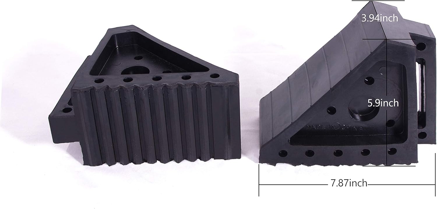 HIGOOD Solid Rubber Wheel Chock with Handle for The Car, Strong and Durable,8" Length, 4" Width, 6" Height - Pack of 2: Automotive