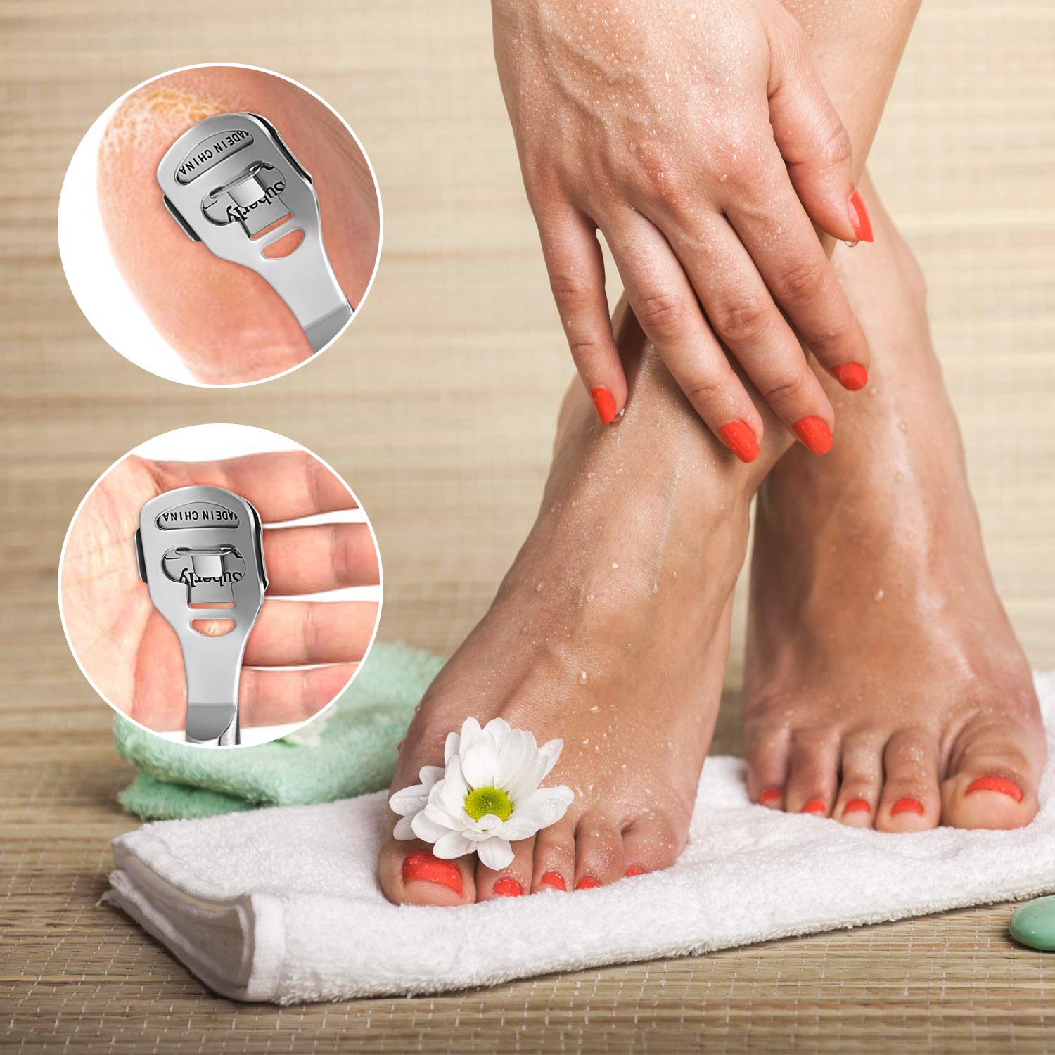 24 Pieces in Total, 2 Callus Shaver Sets Include 20 Replacement Slices 2 Callus Shavers and 2 Foot File Heads Foot Care Tools Steel Handle Hard Skin Remover for Hand Feet (Grooved Handle) : Beauty