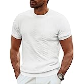 PJ PAUL JONES Men's Short Sleeve Knit T-Shirts Casual Crewneck Solid Texture Knit Shirt