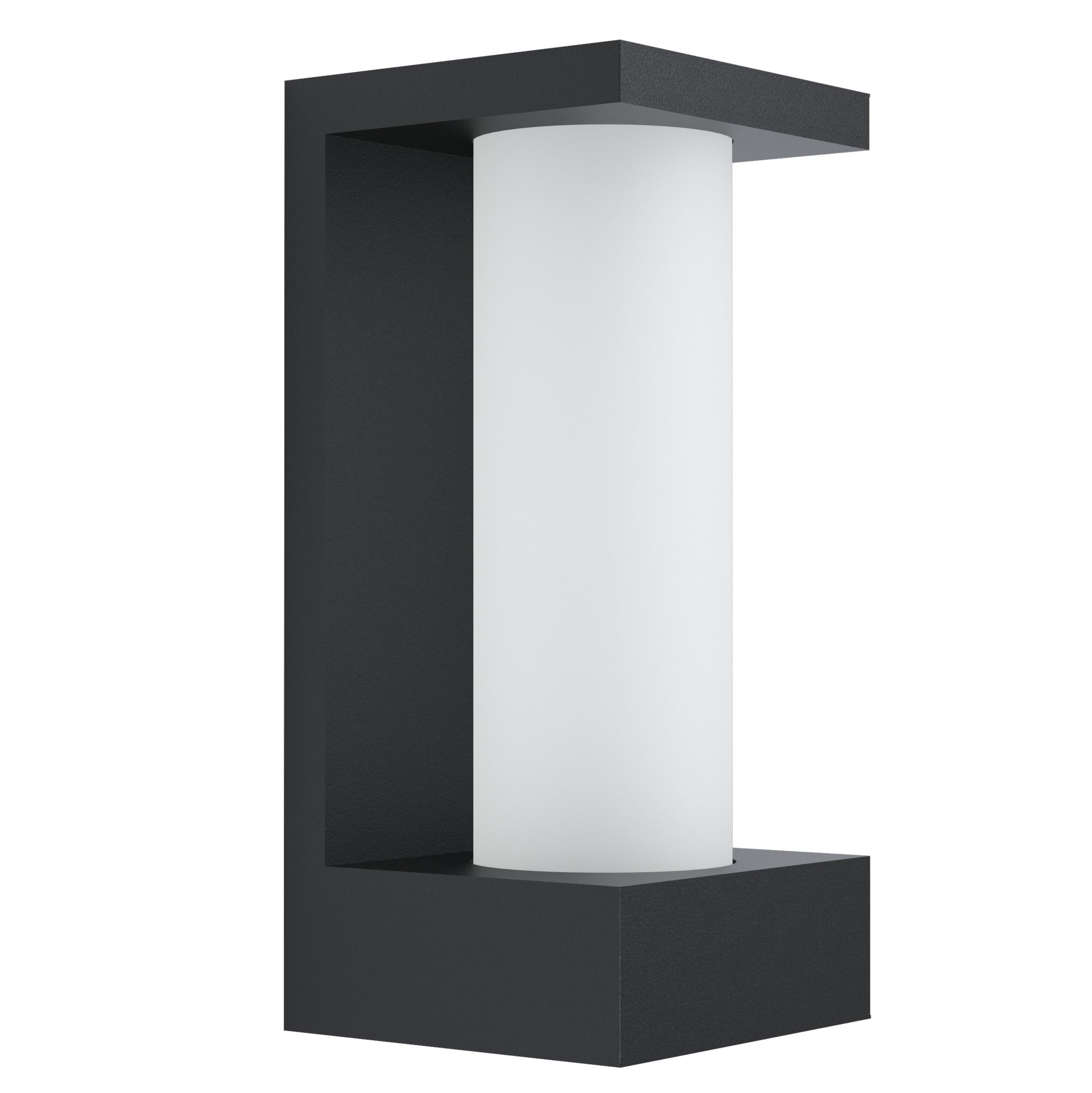 EGLO Cividino LED Outdoor Wall Light 1-Bulb Cast Aluminium Black and Frosted Glass White IP44