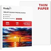 Koala Glossy Thin Inkjet Paper 8.5x11 Inches 100 Sheets 30LB | for DIY Chip Bags Compatible with Inkjet Printer Use Dye Ink 1