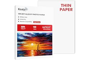 Koala Thin Glossy Photo Paper 8.5x11 Inches Compatible with Inkjet Printers 30LB 6mil 100 Sheets for Custom Chip Bags