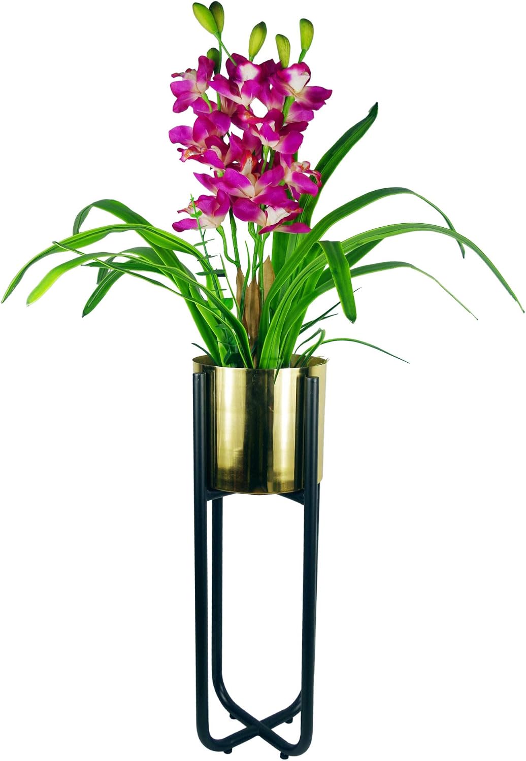Leaf Metal Planter, Black, Gold, 62cm - Image 5