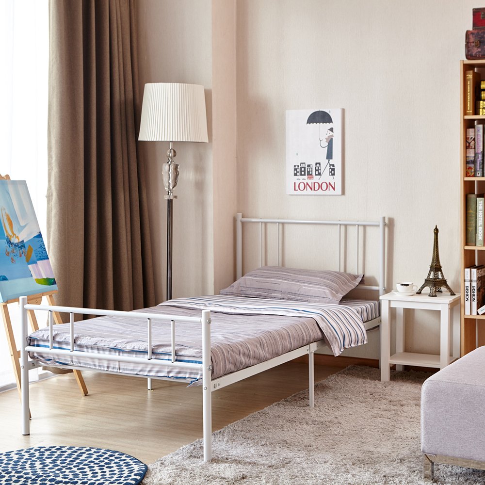White 3FT Single Metal Bed Frame in Strong structure Bedstead Bedroom