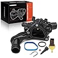 A-Premium Engine Coolant Thermostat and Housing Assembly W/Sensors - Compatible with Mini Cooper 2007-2013, Cooper Countryman 2011-2013 - DOHC, L4 1.6L - Replace# 11537534521, 11538699290
