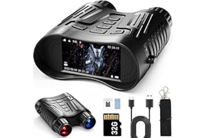 Night Vision Goggles, Grathia 4K Rechargeable Infrared Night Vision Binoculars for Adults, 3.2'' Large Screen Binoculars can Save Photos and Videos with 32GB Memory Card for Camping Hunting Security