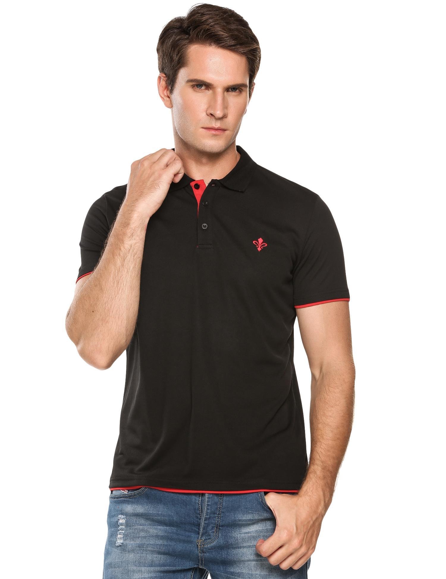 COOFANDY Mens Short Sleeve Polo Shirts Slim Fit Casual Contrast Sports