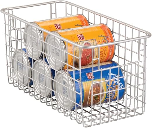 Cesta organizadora grande y universal con asas plateado mDesign Juego