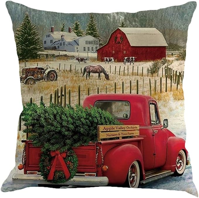 iLH Christmas Pillow Cases,ZYooh Tree Car Printed Linen