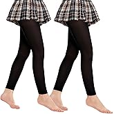 MANZI Footless Tights for Girls 2 Pairs Ultra Soft Semi Opaque Ballet Tights Dance Leggings Kids 4-14t