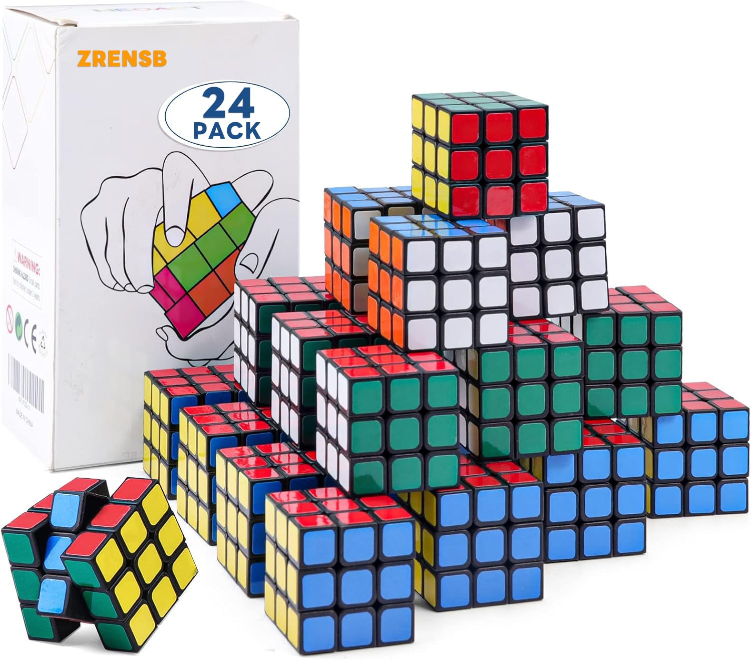 12 Pack Mini 3x3 Cube Puzzle, 1.18 Inch Small Twisty Brain Teaser, Pocket Size Magic Cube Toy for Kids, School Rewards & Classroom Prizes, Birthday Party Favors