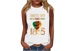GENERIC Juneteenth Shirts Women Celebrating Black Freedom Day 1865 Tank Tops Sleeveless Crewneck Blouses African American Vests Tops