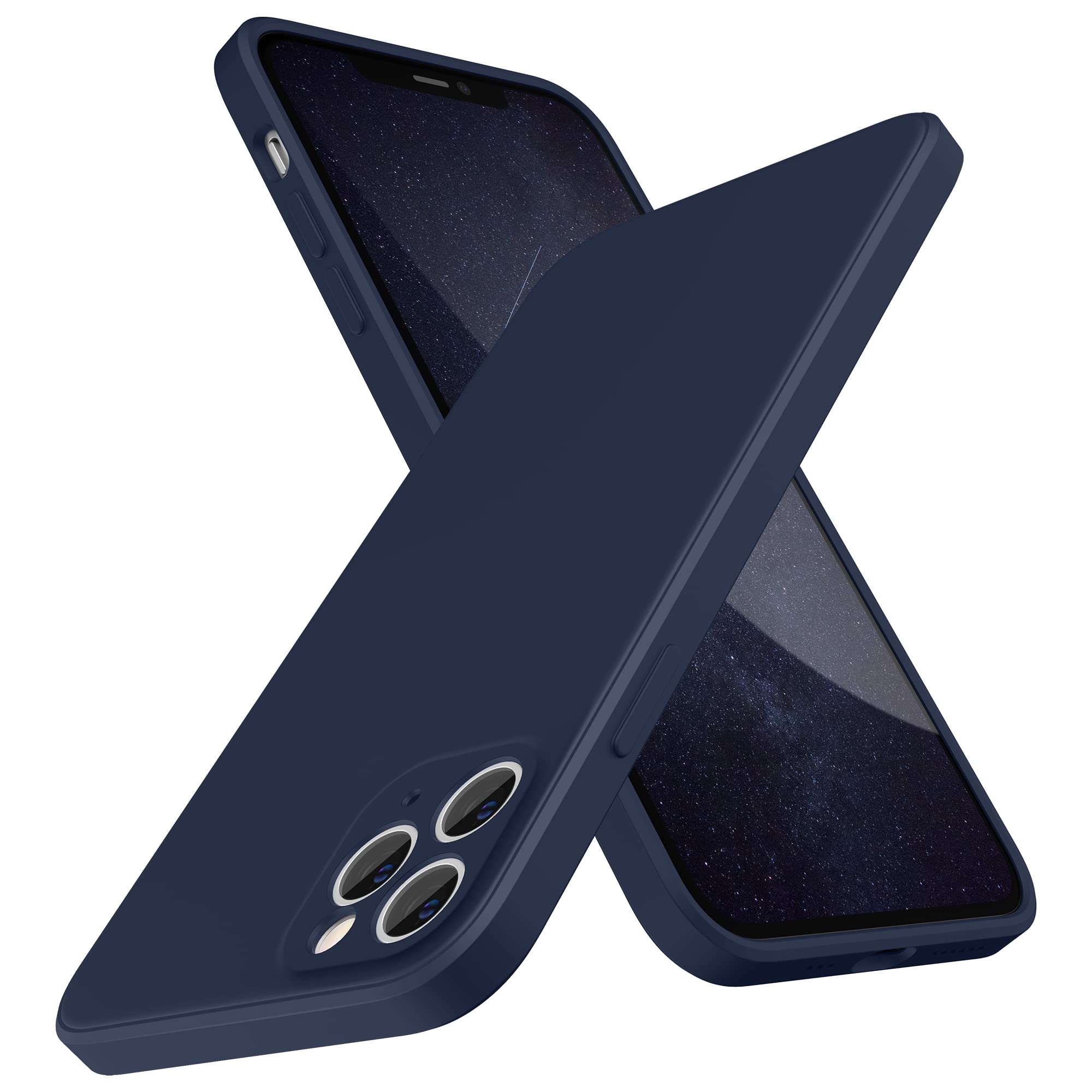 SURPHY Design for iPhone 11 Pro Max Case with Camera Protection, Straight Edge Design Liquid Silicone Slim Case, Midnight Blue