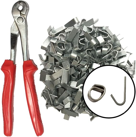 J C Clip Pliers + 300 Clips Clips Close to 8mm, Clip plier, hog Rings, Fencing, cage Making