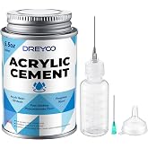 Dreyoo 5.5 Oz Acrylic Cement with Applicator Bottle for Acrylic Sheets | Includes 2 Needles, Needle Cleaning Tool &amp; Funnel, Clear Acrylic Glue for Precise Application, Repair &amp; Assembly