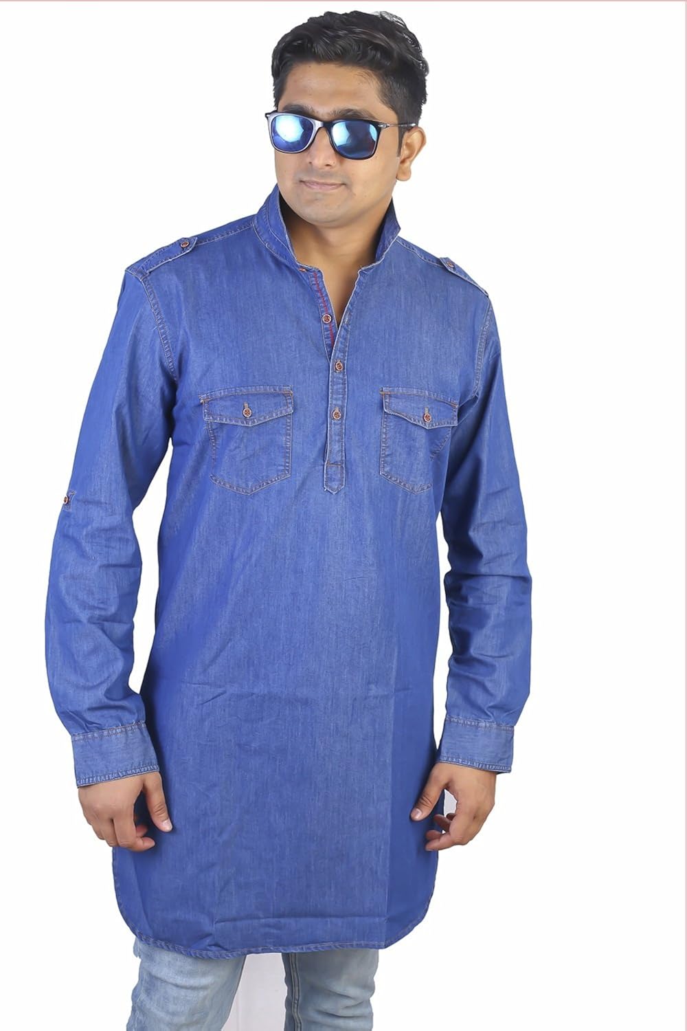 atm denim full sleeve patanekurta for men's