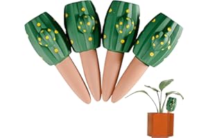 4 Pcs Plant Self-Watering Spikes, Automatic Plant Waterer Devices, Terracotta Drip Water Stakes Irrigation Watering Globes, P