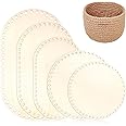 Giantree Wooden Basket Bottom, 5 PCS 5 Sizes Oval Circle Blank Solid Crochet Basket Wood Base for DIY Basket Craft Weaving Ma