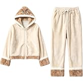 ASUIU Womens Fleece Pajama Sets Fluffy Long Sleeve Zip Up Hoodie Pants Set | 2 Piece Loungewear, Sleepwear, Casual, Pajamas Sets, Cozy Soft Pjs Pajama Sets, Comfy Adult Family Outfits Fit Sleeps