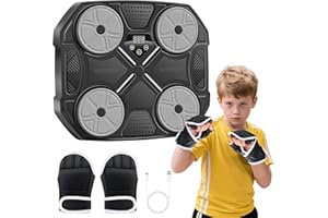JUOIFIP Music Boxing Machine for Adults and Kids, Wall Mounted Bluetooth Smart Boxing Training Equipment with Gloves, Punching Target with Scoring Function Sports Toy, Punching Machine for Home,Office and Gym