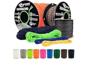 Paracord Planet 325 Paracord – 3 mm Type II Nylon Parachute Cord with 3 Inner Strands (Black, 50 ft)