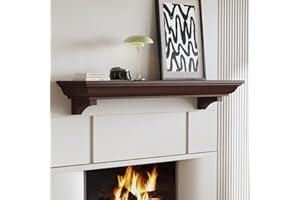 KALSUBO 48 Inch Rustic Fireplace Mantel Surround Frame, Wooden Mantle for Living Room, Elegant Design with Corbels, Fits 48-72 Inch Fire Place, Ideal for Farmhouse and Traditional Home Décor (Brown)