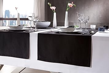 Sander Tischdecke Loft weiß Größe 150x350 cm